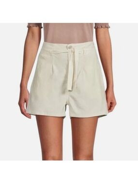 Hudson Paperbag Linen Shorts Women Sz 26 Ivory/Cream